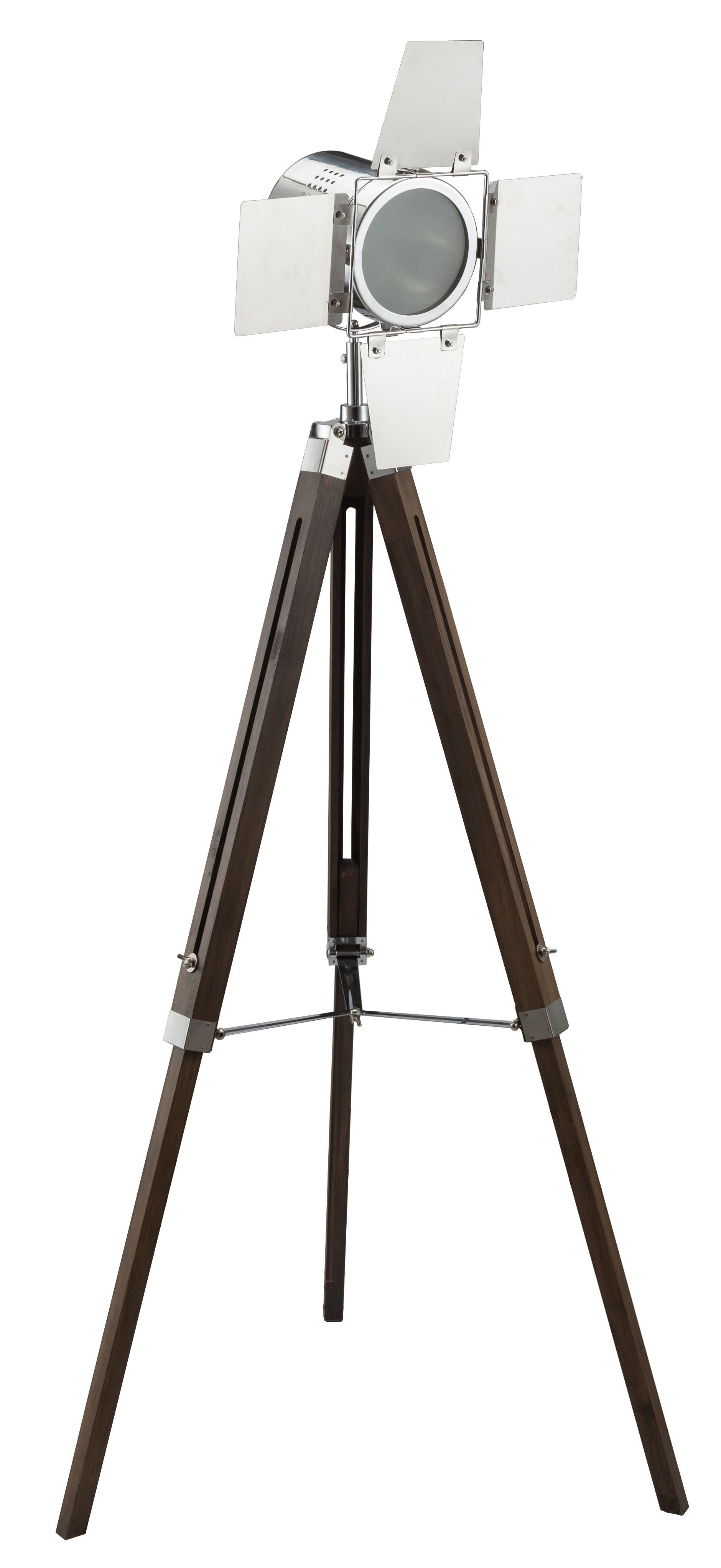 HomeRoots 1" x 1" x 38-55" Metal And Wood Floor Lamp With Antique Oak and Chrome Finish