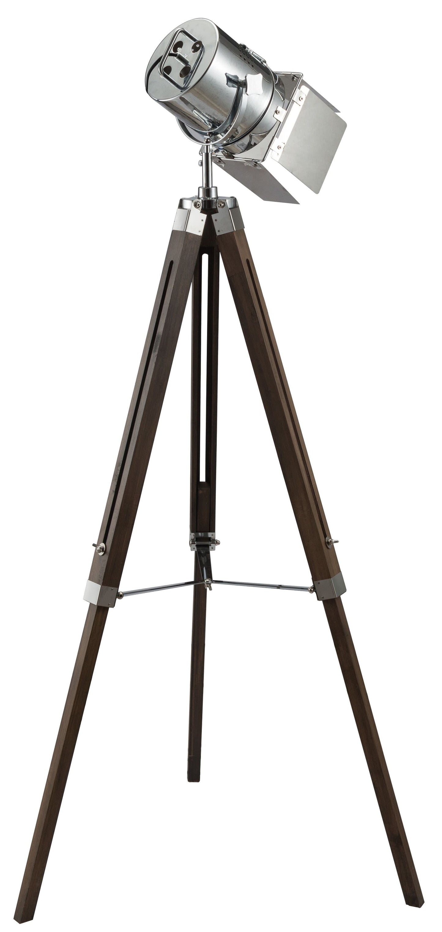 HomeRoots 1" x 1" x 38-55" Metal And Wood Floor Lamp With Antique Oak and Chrome Finish