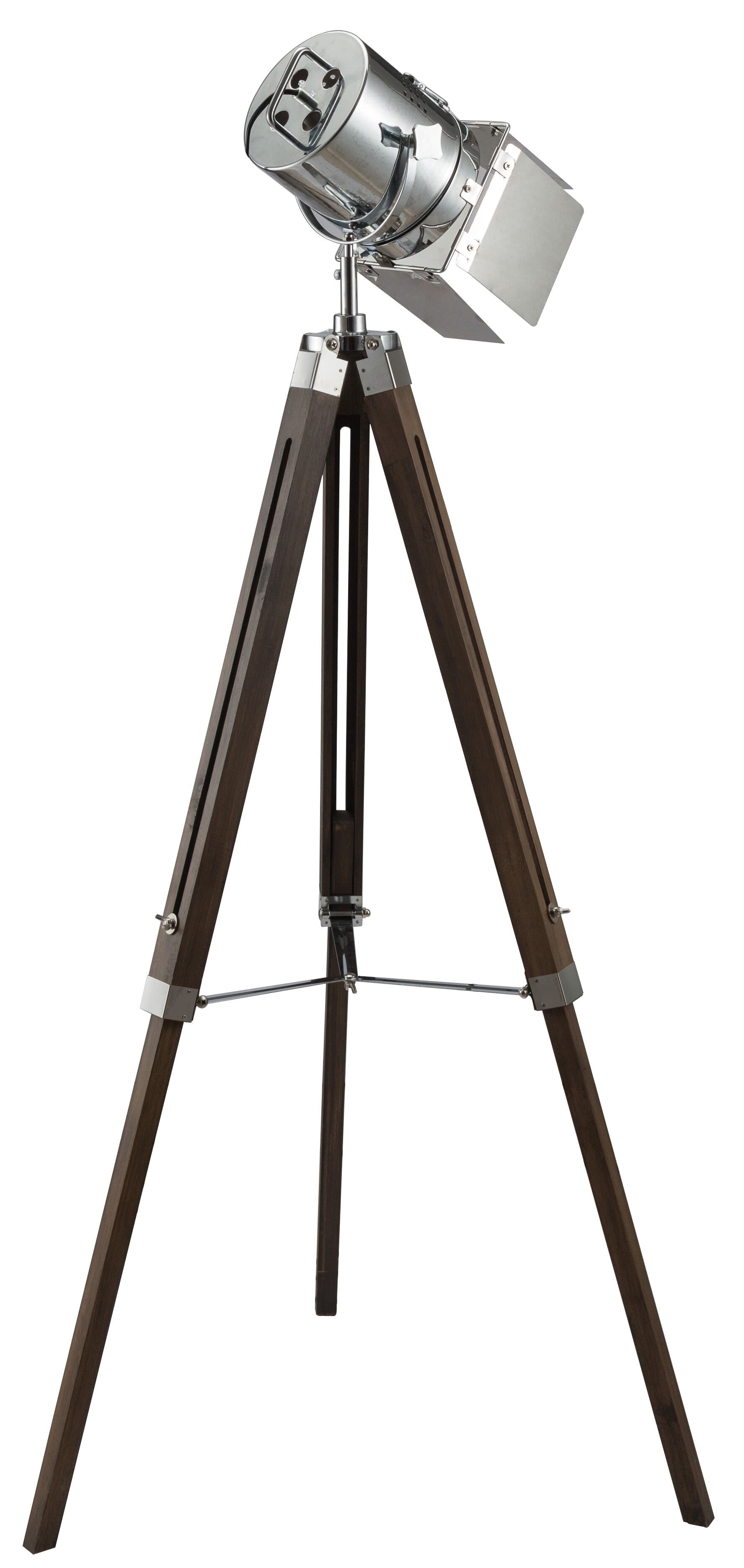 HomeRoots 1" x 1" x 38-55" Metal And Wood Floor Lamp With Antique Oak and Chrome Finish