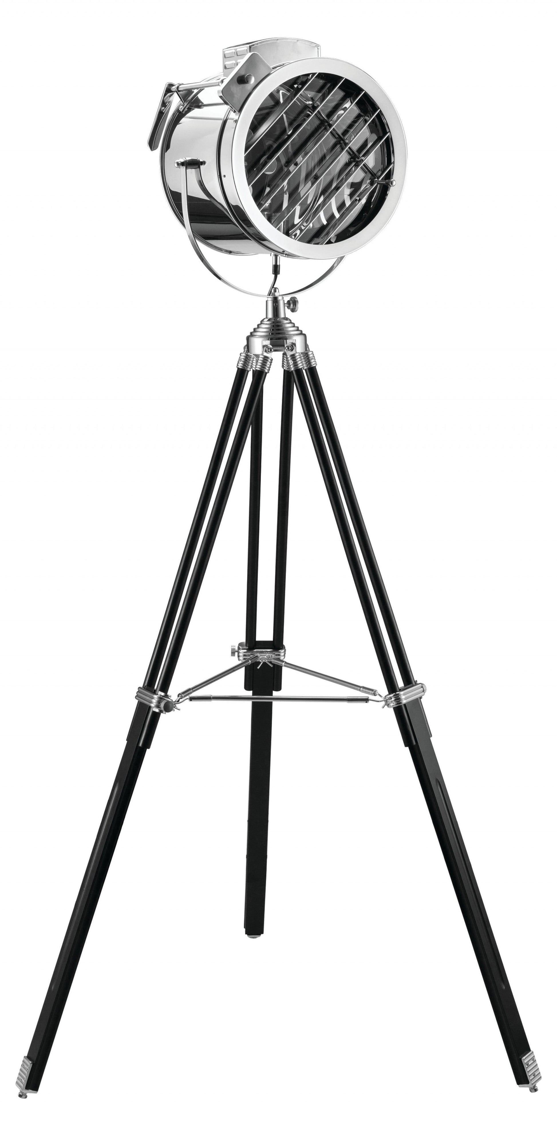 HomeRoots 1" x 1" x 46-66" Metal And Wood Floor Lamp With Black and Chrome Finish