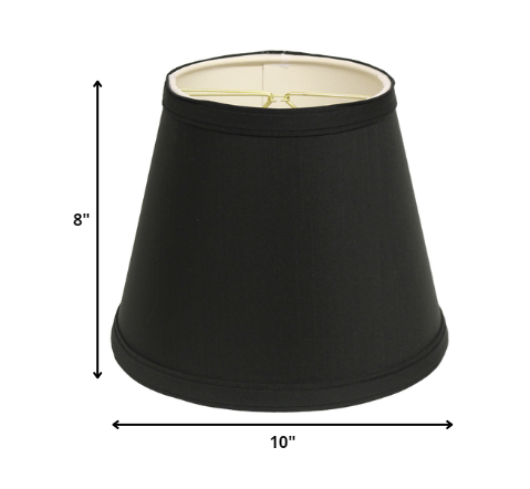 HomeRoots 10" Empire Hardback Slanted Shantung Lampshade in Black Finish With White Lining