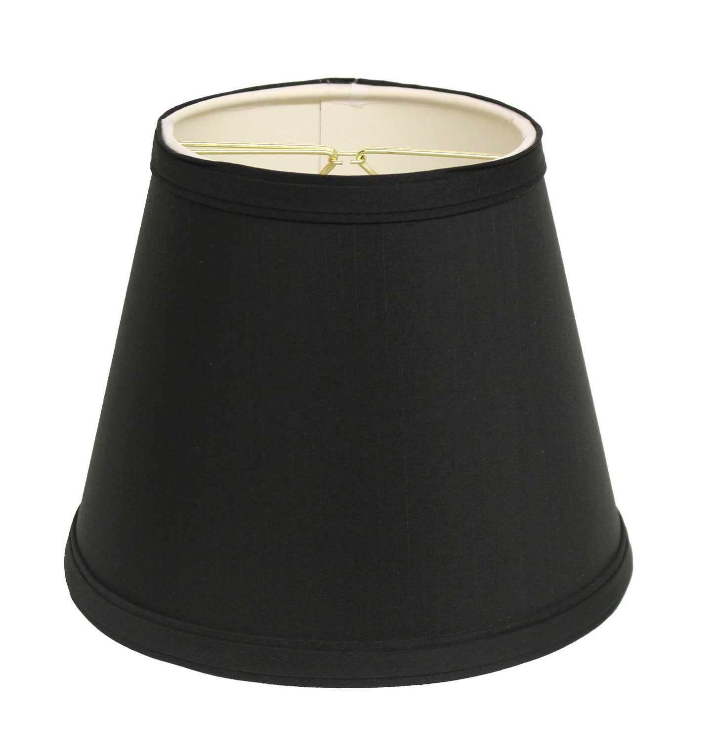 HomeRoots 10" Empire Hardback Slanted Shantung Lampshade in Black Finish With White Lining