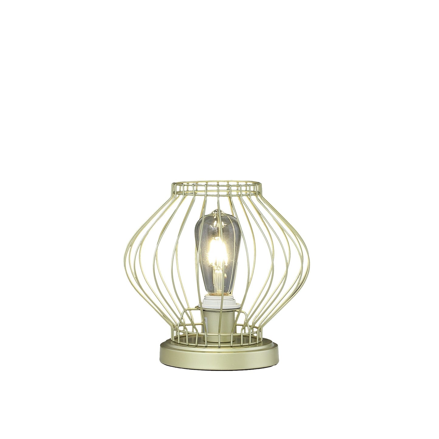 HomeRoots 10” Industrial Metal Open Cage Table Lamp in Gold Finish
