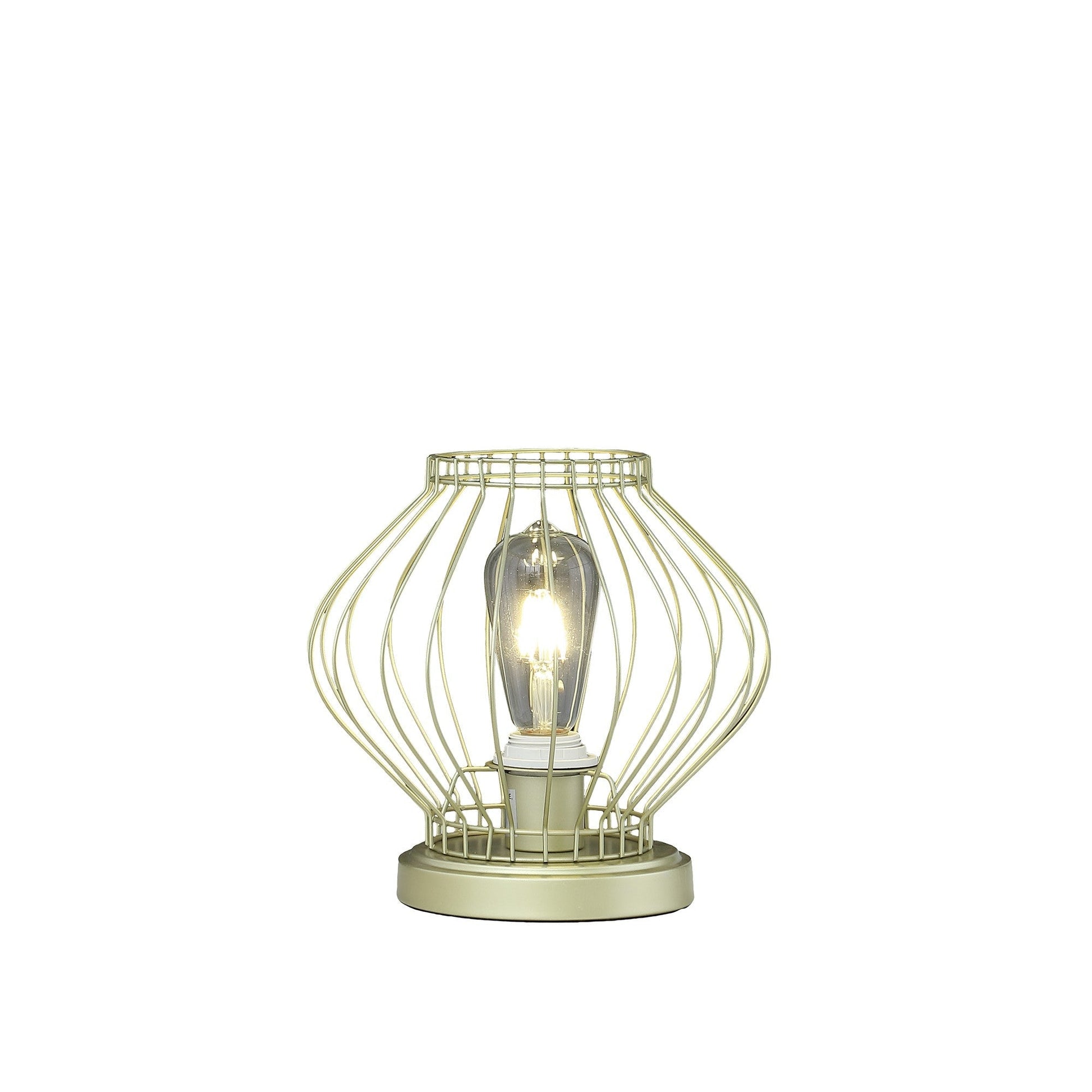 HomeRoots 10” Industrial Metal Open Cage Table Lamp in Gold Finish