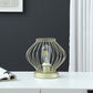 HomeRoots 10” Industrial Metal Open Cage Table Lamp in Gold Finish