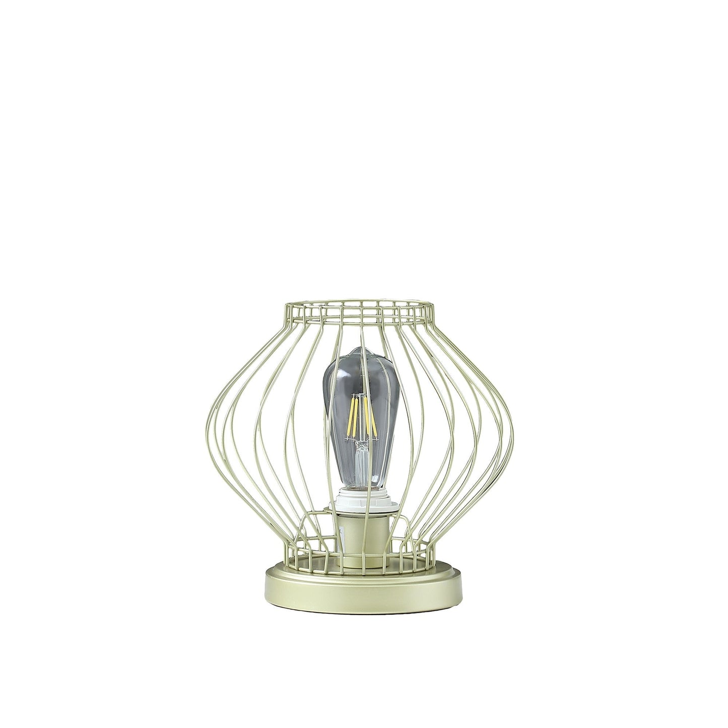 HomeRoots 10” Industrial Metal Open Cage Table Lamp in Gold Finish