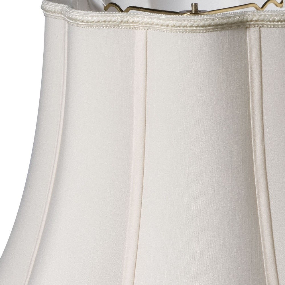 HomeRoots 10" Melon Scallop Paperback Shantung Lampshade in Cream Finish