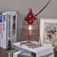 HomeRoots 10" Modern Lantern Bedside Table Lamp in Red Finish