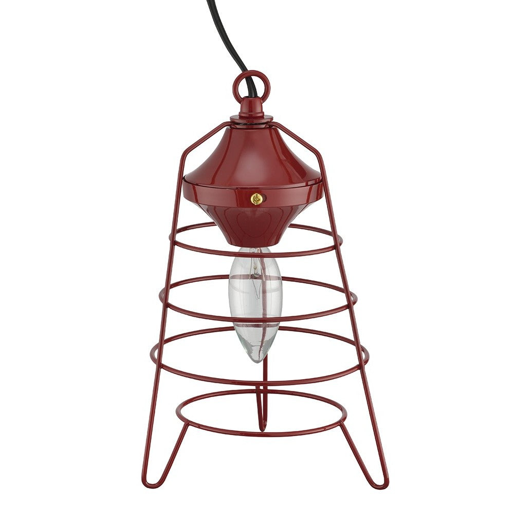 HomeRoots 10" Modern Lantern Bedside Table Lamp in Red Finish
