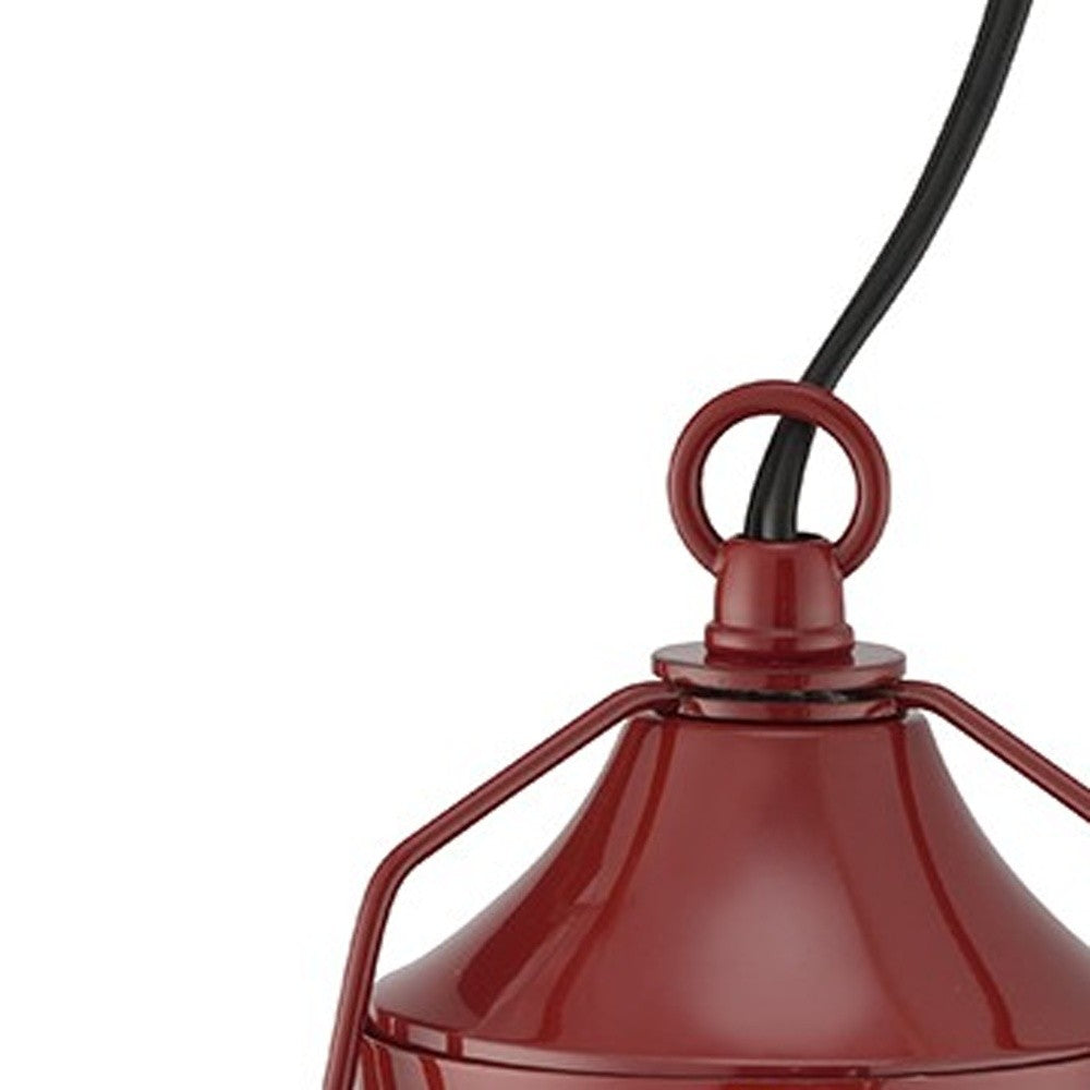 HomeRoots 10" Modern Lantern Bedside Table Lamp in Red Finish