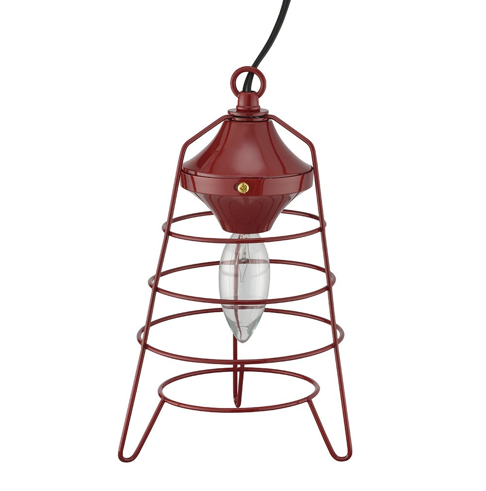 HomeRoots 10" Modern Lantern Bedside Table Lamp in Red Finish