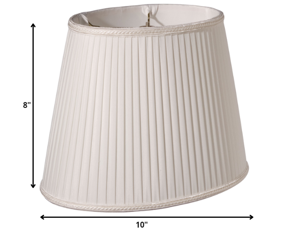 HomeRoots 10" Oval Side Pleat Paperback Shantung Lampshade in White Finish