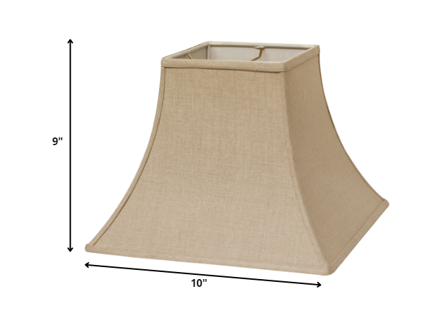 HomeRoots 10" Premium Square Bell Slanted Linen Lampshade in Dark Wheat Finish