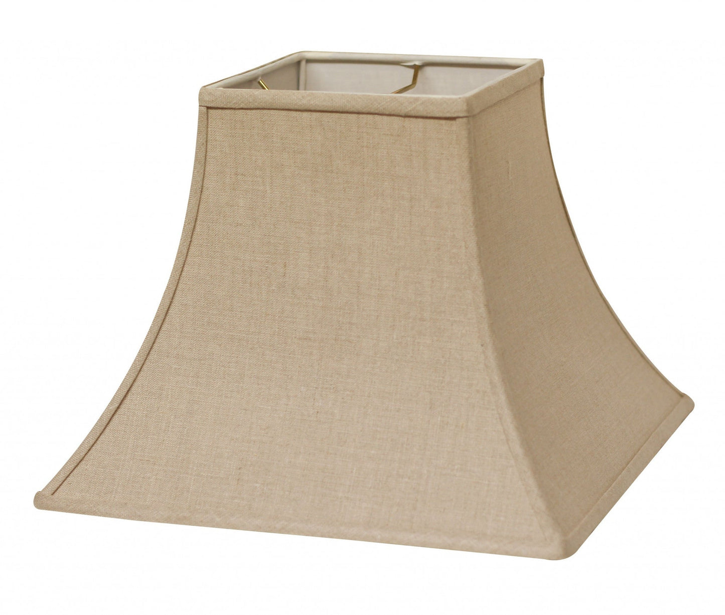 HomeRoots 10" Premium Square Bell Slanted Linen Lampshade in Dark Wheat Finish
