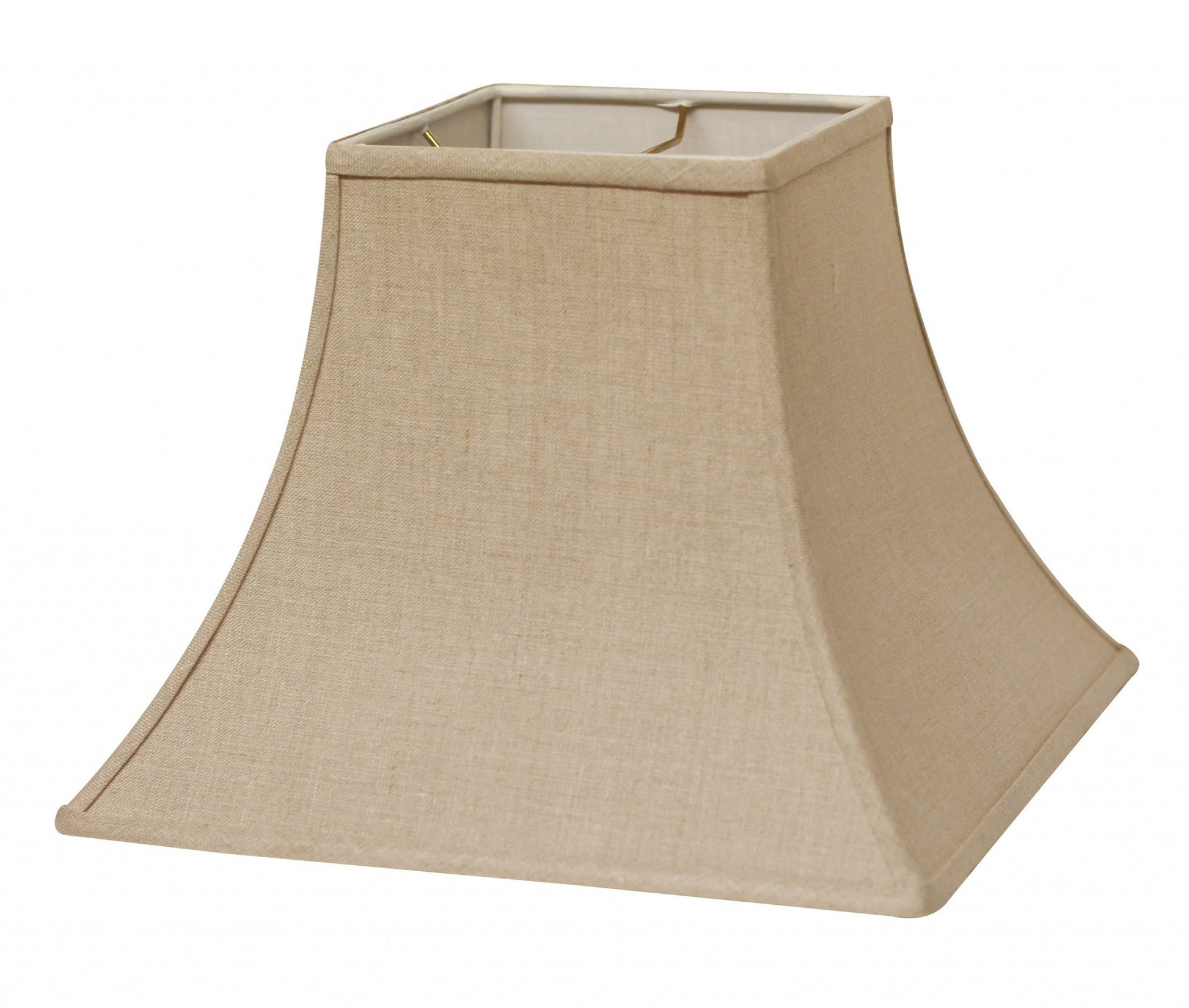 HomeRoots 10" Premium Square Bell Slanted Linen Lampshade in Dark Wheat Finish