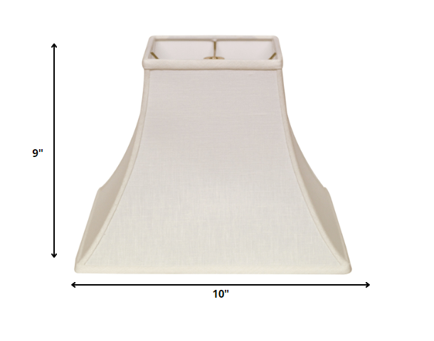 HomeRoots 10" Premium Square Bell Slanted Linen Lampshade in White Finish