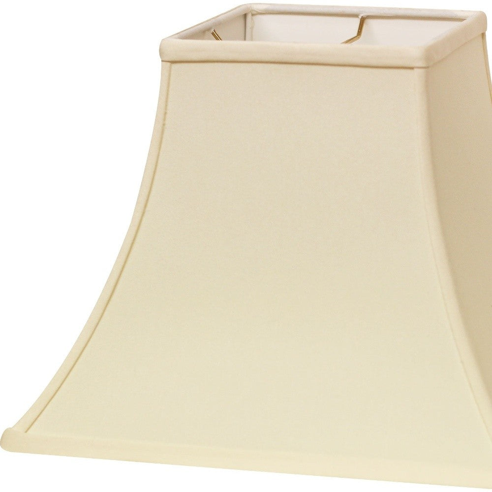 HomeRoots 10" Premium Square Bell Slanted No Slub Lampshade in Ivory Finish