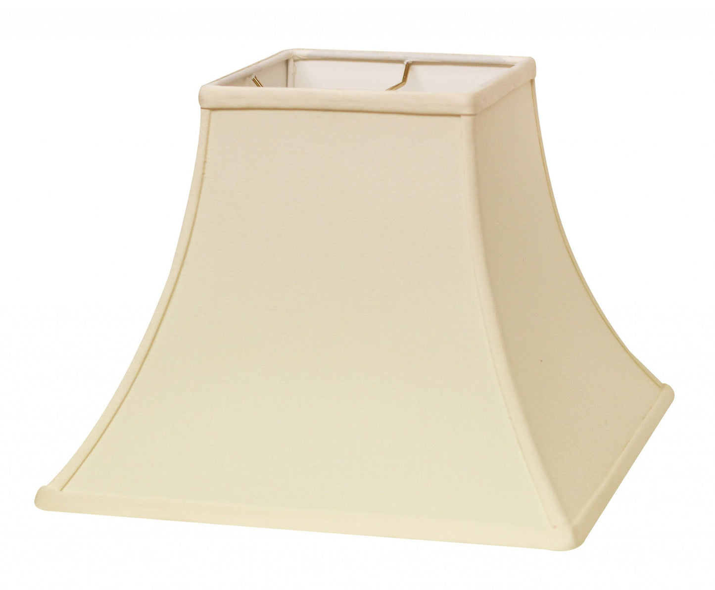 HomeRoots 10" Premium Square Bell Slanted No Slub Lampshade in Ivory Finish
