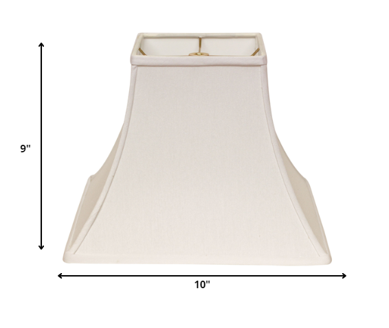 HomeRoots 10" Premium Square Bell Slanted No Slub Lampshade in White Finish
