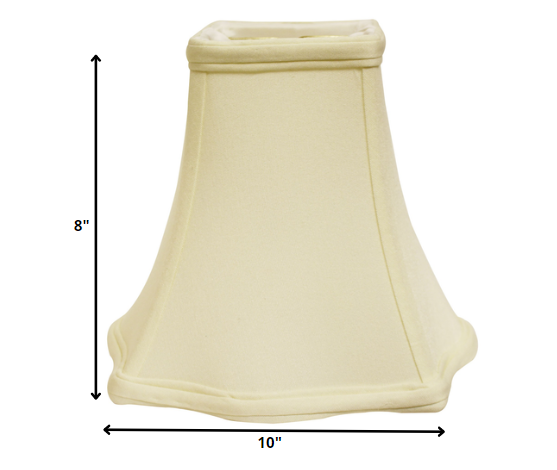HomeRoots 10" Premium Square No Slub Lampshade in Ivory Finish