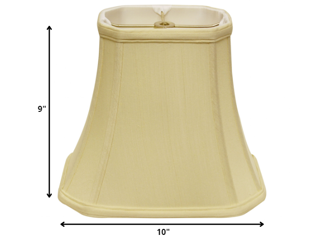 HomeRoots 10" Slanted Rectangle Bell Monay Shantung Lampshade in Antique White Finish