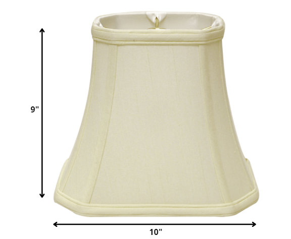 HomeRoots 10" Slanted Rectangle Bell Monay Shantung Lampshade in Ivory Finish