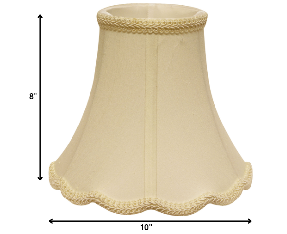 HomeRoots 10" Slanted Scallop Bell Monay Shantung Lampshade in Ivory Finish