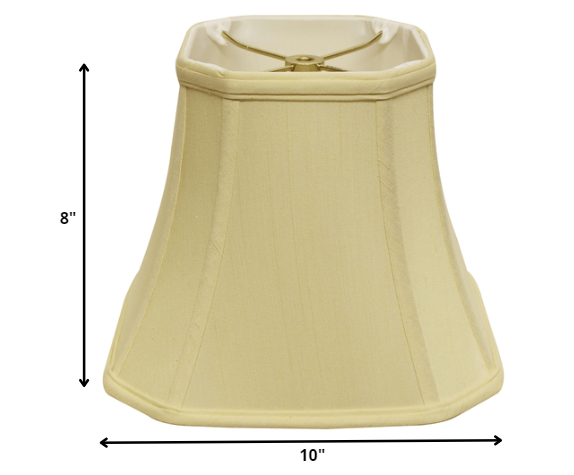 HomeRoots 10" Slanted Square Bell Monay Shantung Lampshade in Antique White Finish
