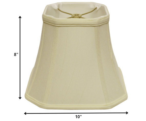 HomeRoots 10" Slanted Square Bell Monay Shantung Lampshade in Ivory Finish