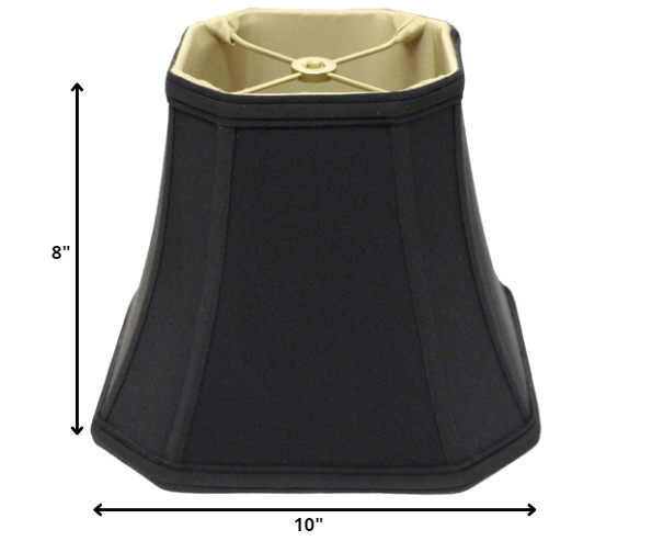 HomeRoots 10" Slanted Square Bell No Slub Lampshade in Black Finish With Bronze Lining