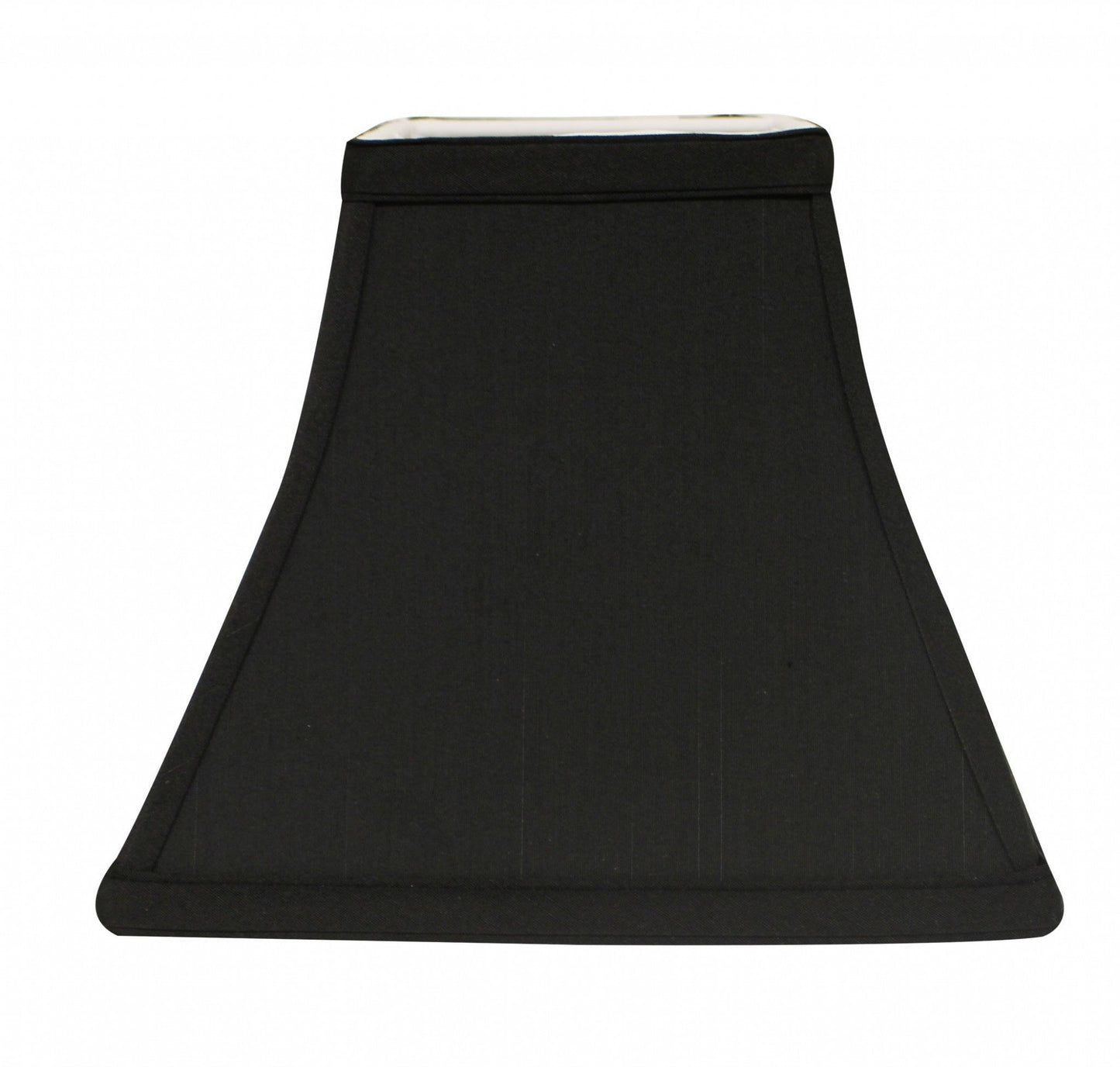 HomeRoots 10" Square Bell Shantung Lampshade in Black Finish With White Lining