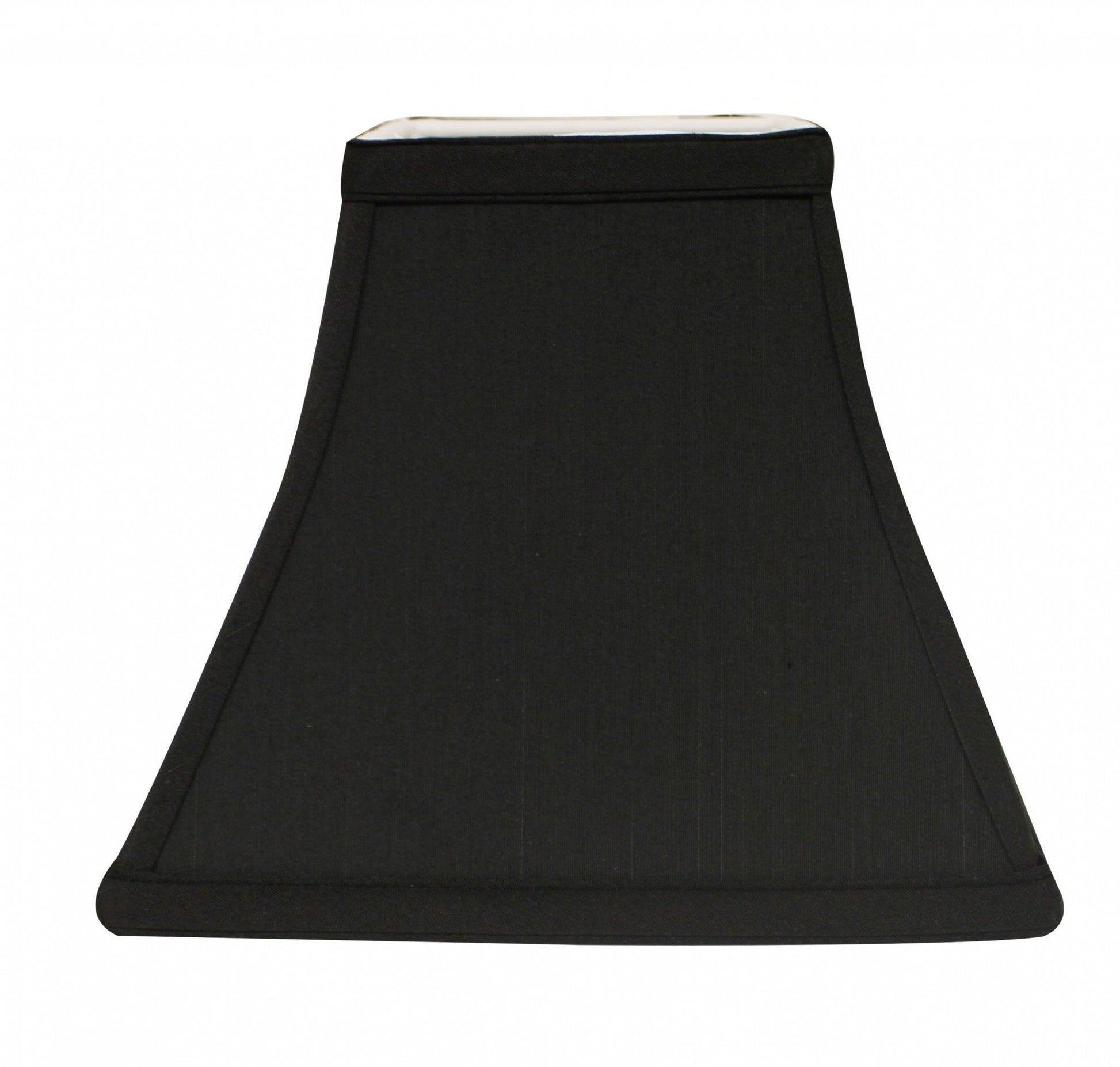 HomeRoots 10" Square Bell Shantung Lampshade in Black Finish With White Lining