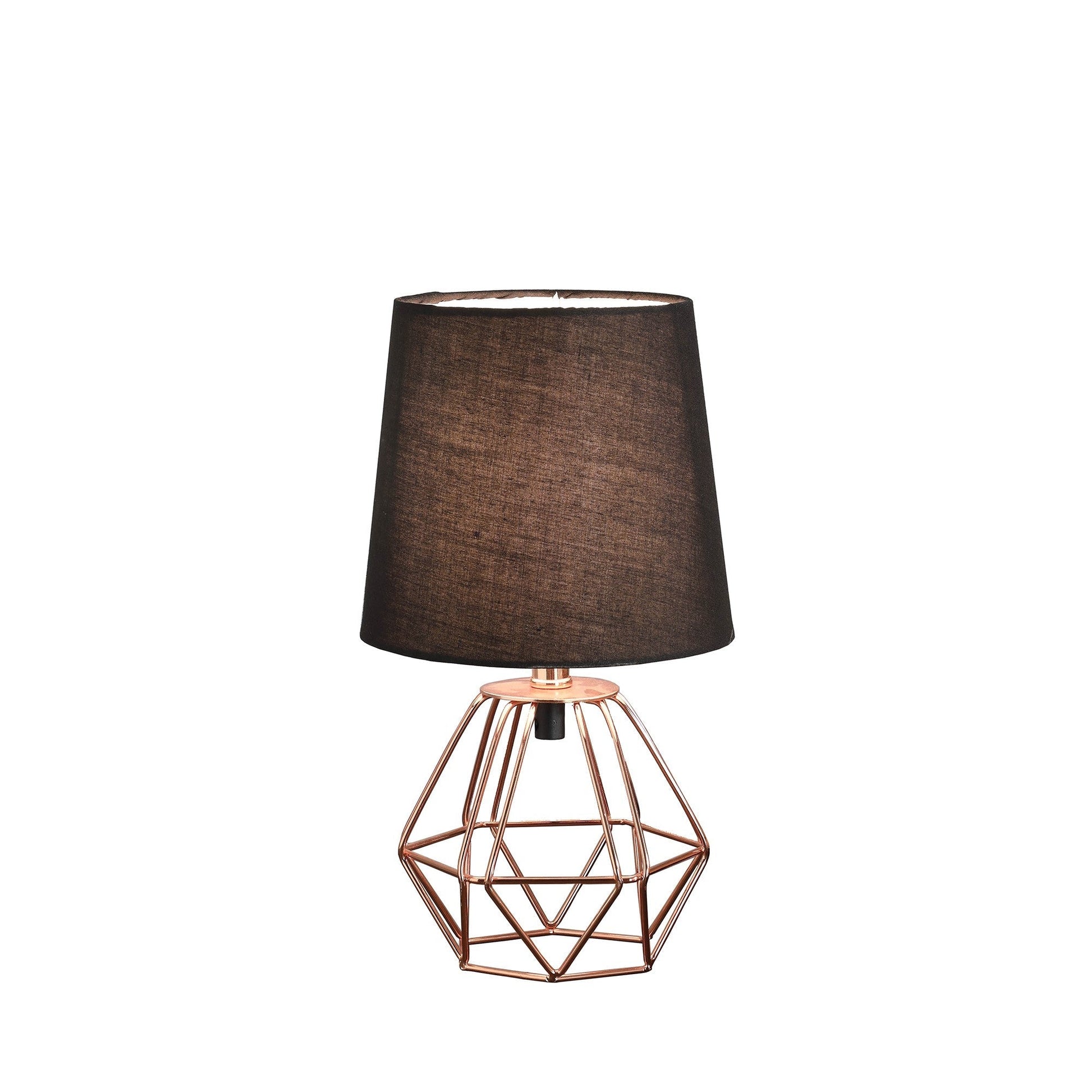 HomeRoots 11” Geometric Metal Table Lamp With Black and Pink Finish
