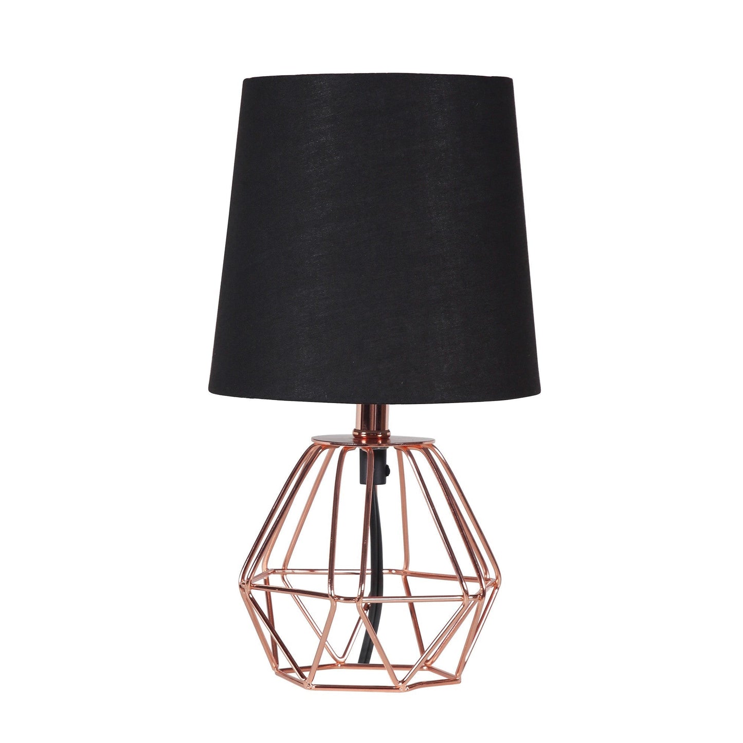 HomeRoots 11” Geometric Metal Table Lamp With Black and Pink Finish