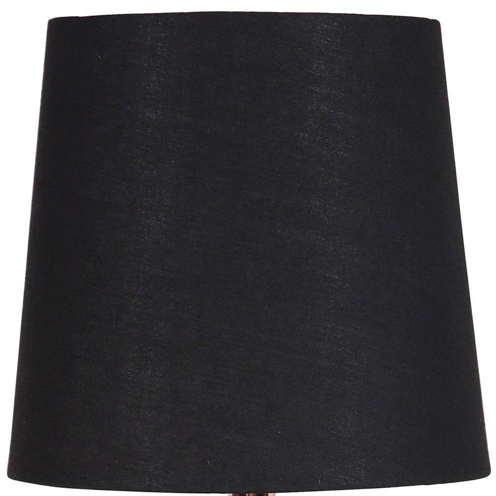 HomeRoots 11” Geometric Metal Table Lamp With Black and Pink Finish