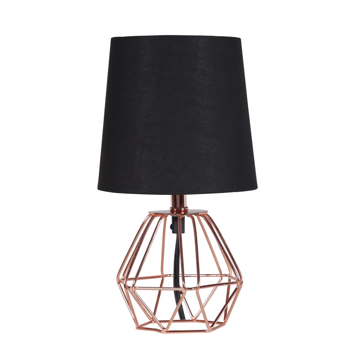 HomeRoots 11” Geometric Metal Table Lamp With Black and Pink Finish