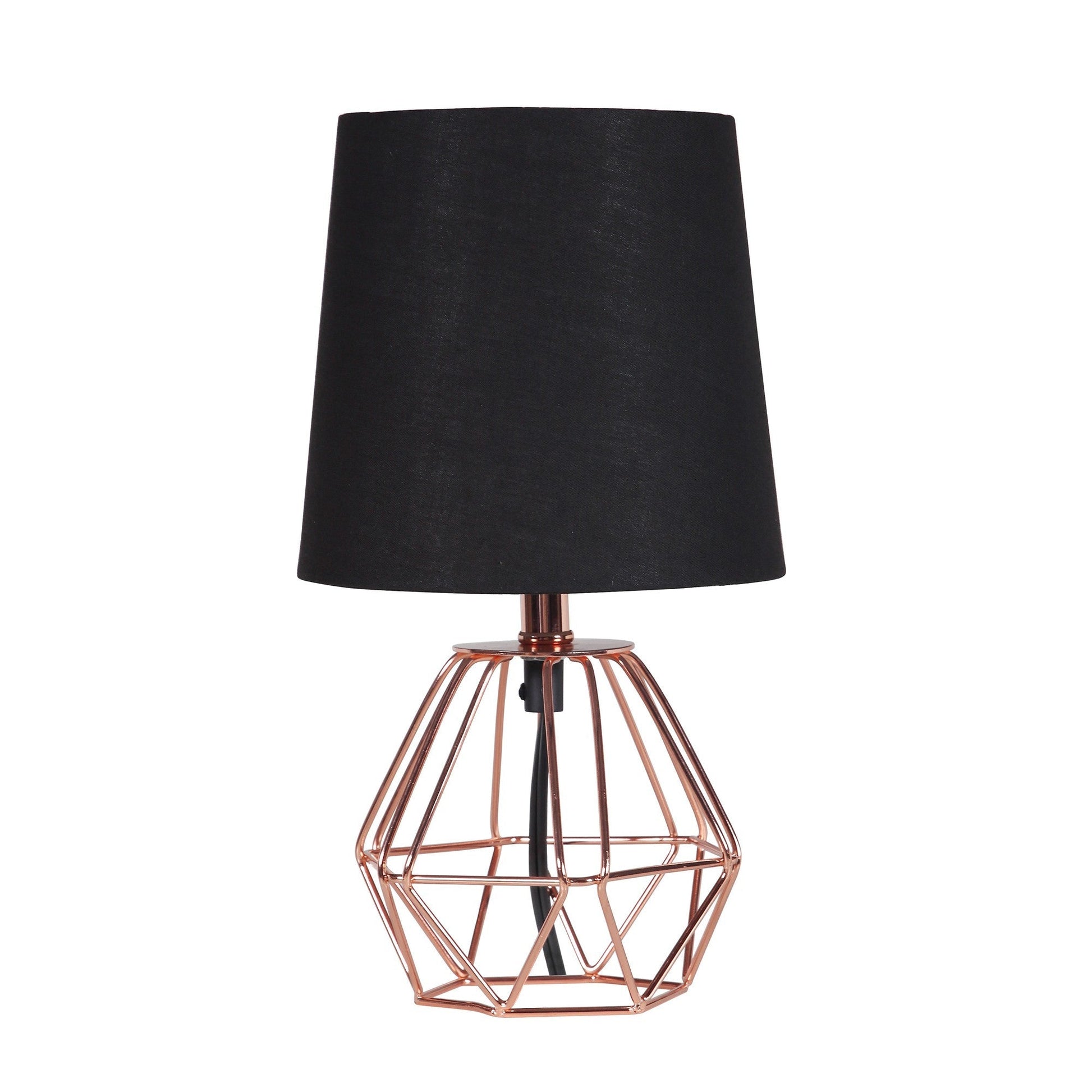 HomeRoots 11” Geometric Metal Table Lamp With Black and Pink Finish