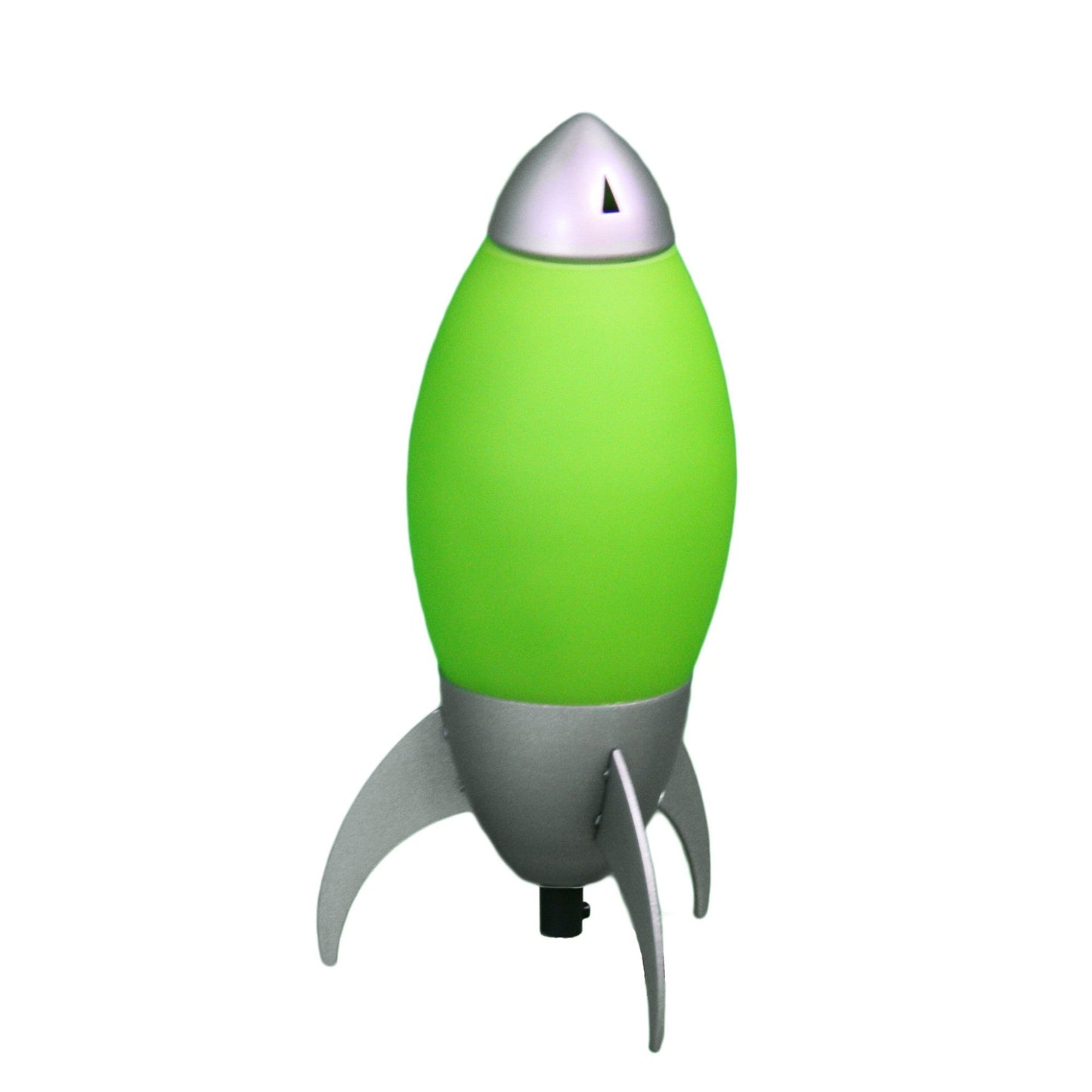 HomeRoots 11" Rocket Shaped Table Lamp With Green and Silver Finish