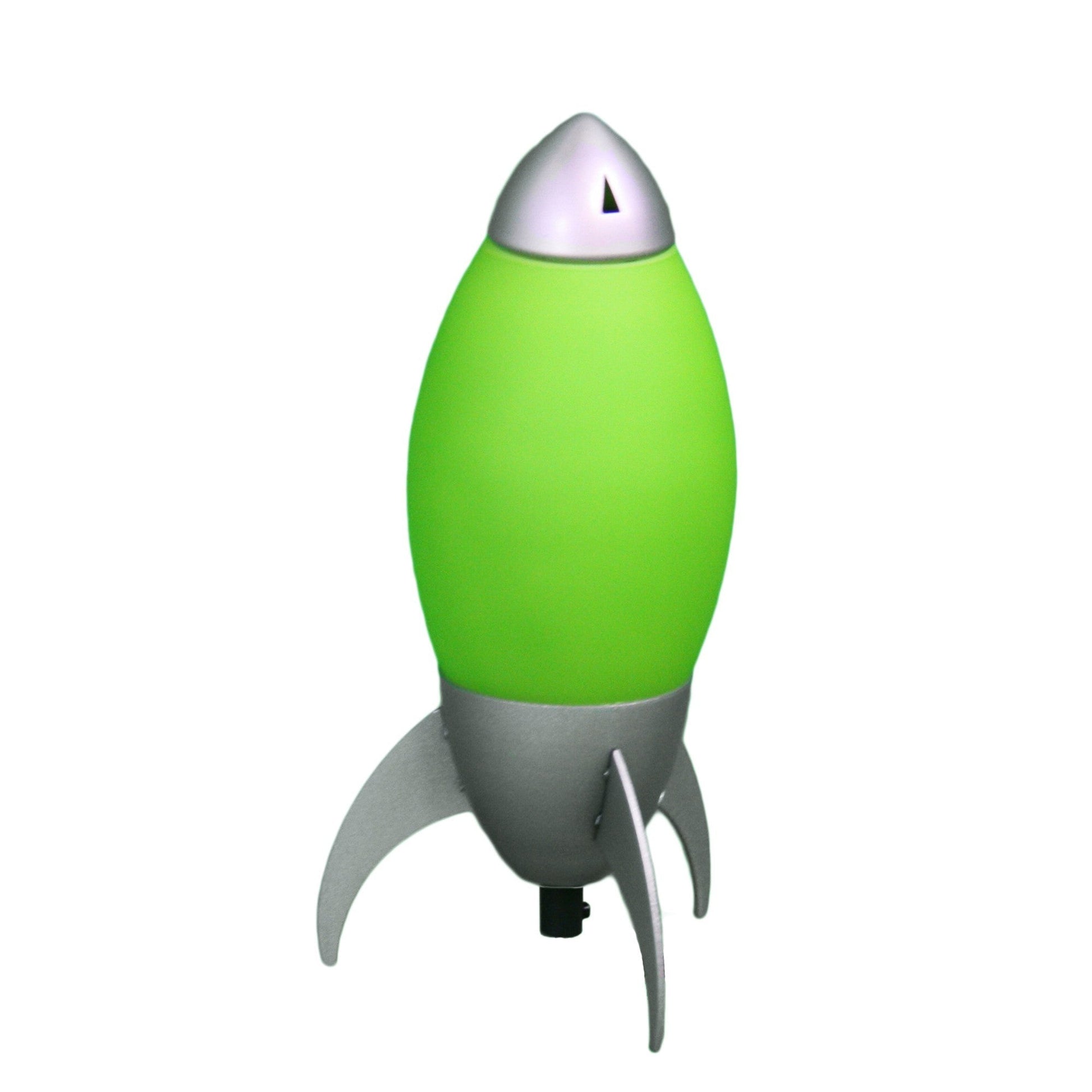 HomeRoots 11" Rocket Shaped Table Lamp With Green and Silver Finish