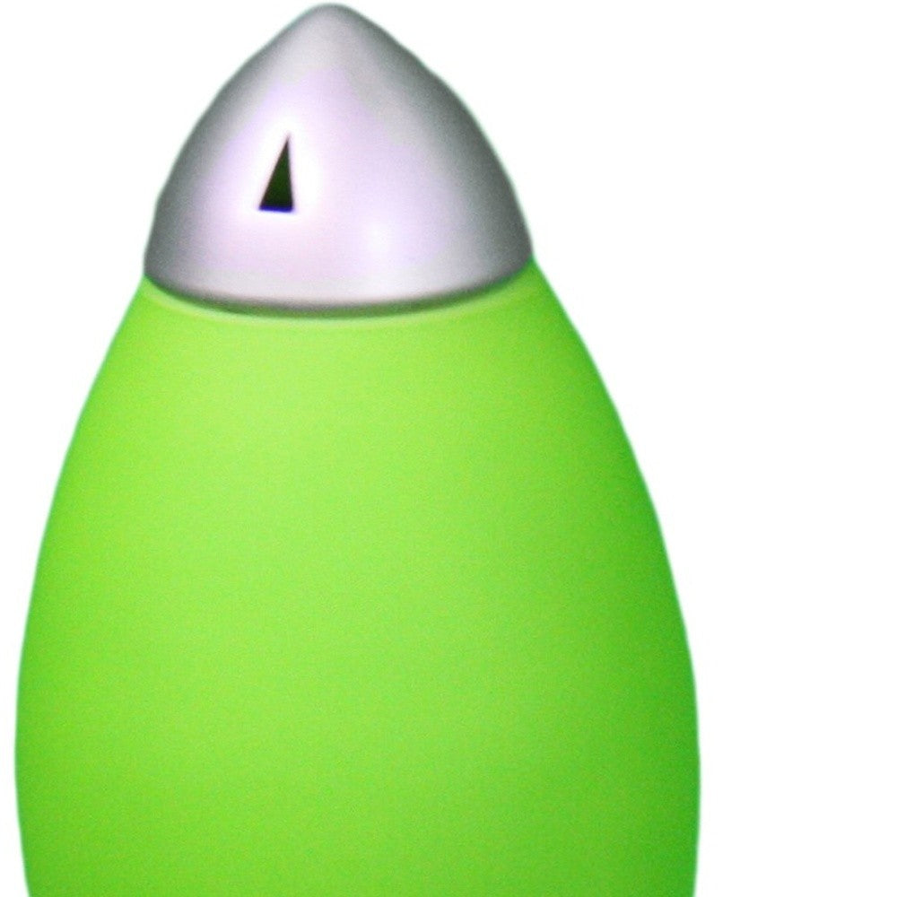 HomeRoots 11" Rocket Shaped Table Lamp With Green and Silver Finish