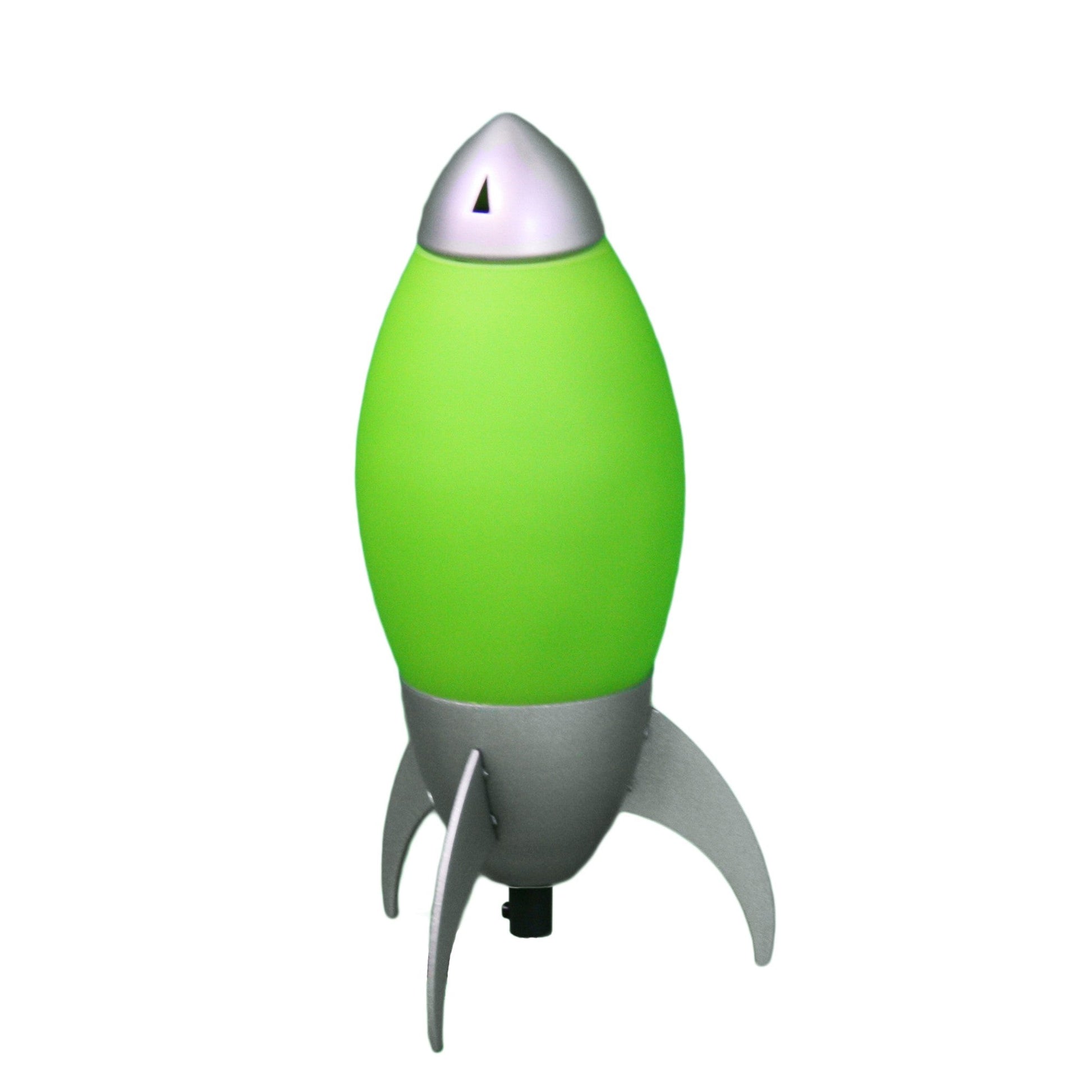 HomeRoots 11" Rocket Shaped Table Lamp With Green and Silver Finish