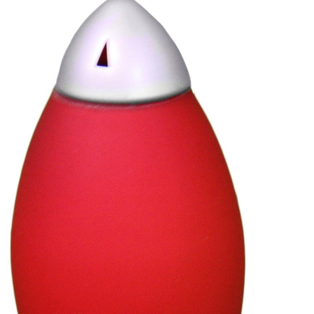 HomeRoots 11" Rocket Shaped Table Lamp With Red and Silver Finish