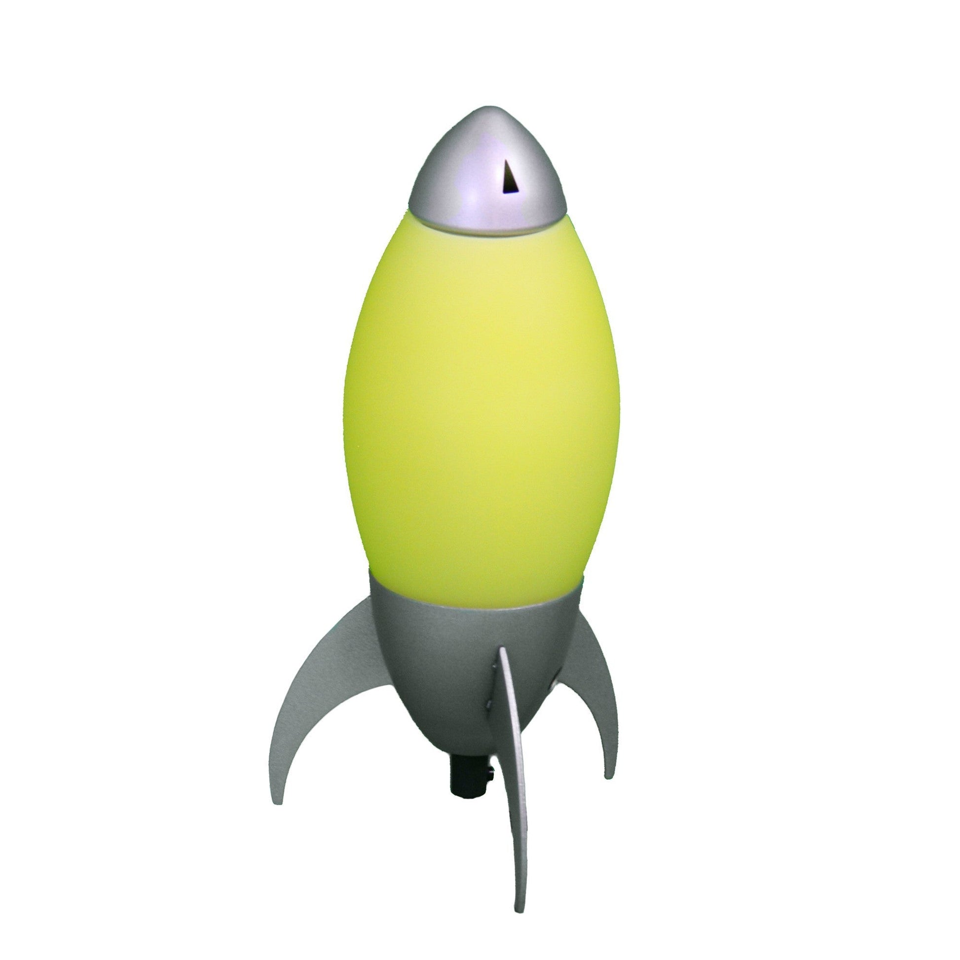HomeRoots 11" Rocket Shaped Table Lamp in Yellow and Silver Finish