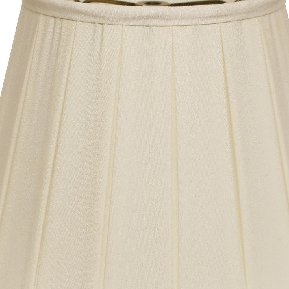 HomeRoots 11" Slanted Crimped Box Shantung Lampshade in Ivory Finish