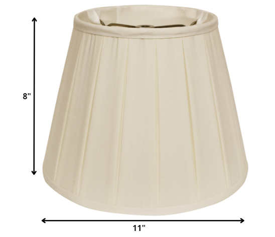 HomeRoots 11" Slanted Crimped Box Shantung Lampshade in Ivory Finish