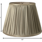 HomeRoots 11" Slanted Paperback Pleated Tafetta Lampshade in Ash Finish