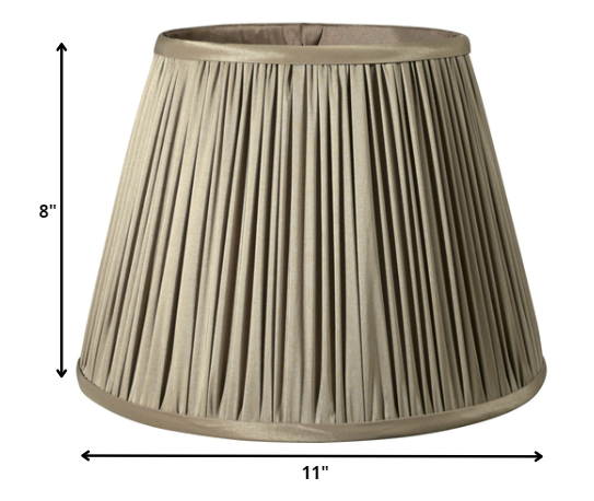 HomeRoots 11" Slanted Paperback Pleated Tafetta Lampshade in Ash Finish