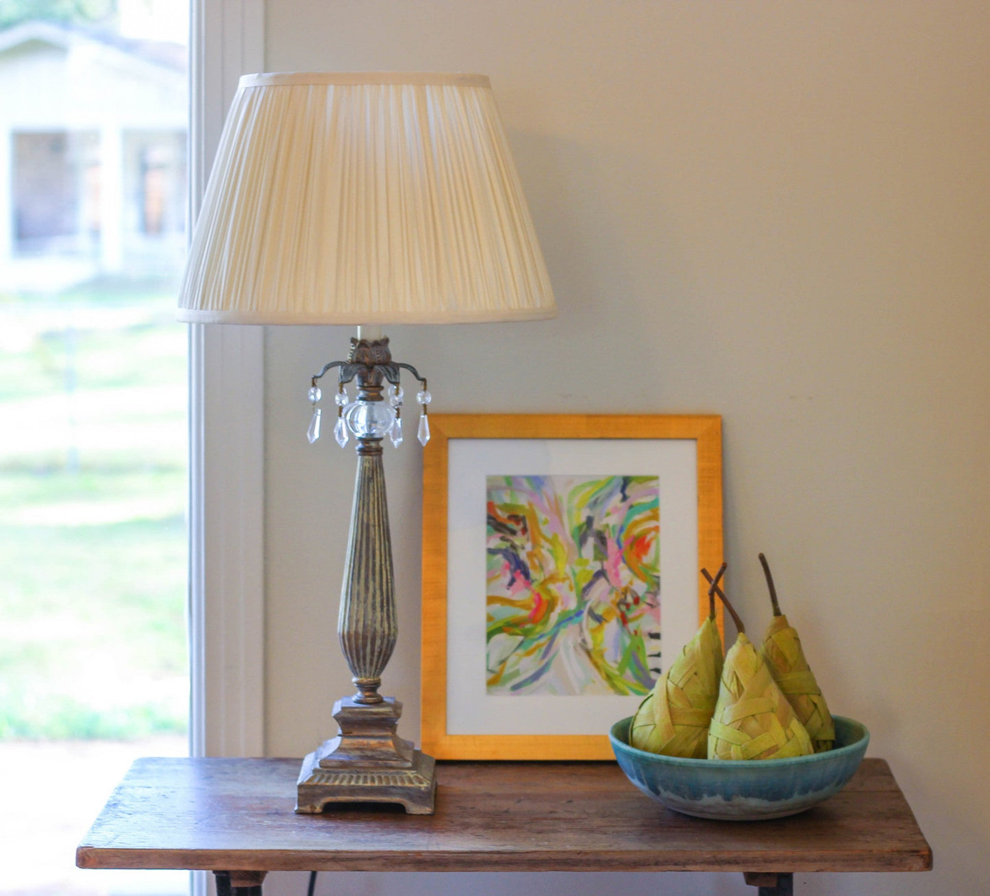 HomeRoots 11" Slanted Paperback Pleated Tafetta Lampshade in Pale Grey Finish