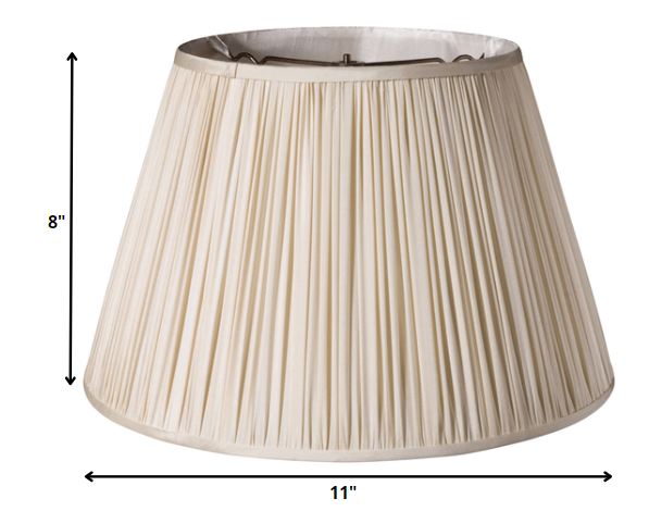 HomeRoots 11" Slanted Paperback Pleated Tafetta Lampshade in Pale Grey Finish