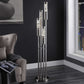 HomeRoots 11" x 11" x 58" Metal and Glass LED Floor Lamp in Brushed Nickel Finish